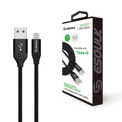 2A Heavy Duty Braided USB Type - C Cable (6.6ft)