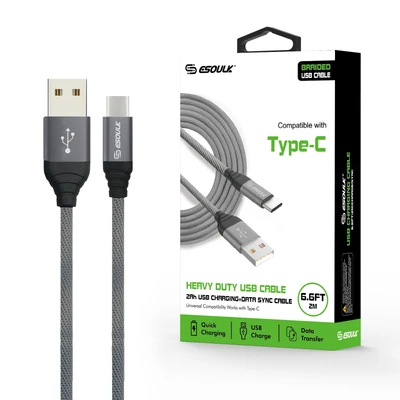 2A Heavy Duty Braided USB Type - C Cable (6.6ft)