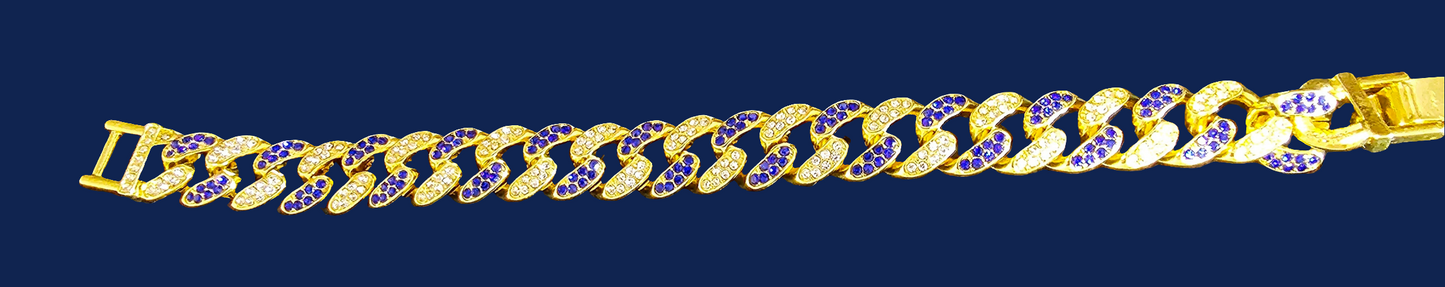 8 inch Sapphire and Moissanite over Yellow Gold Bracelet