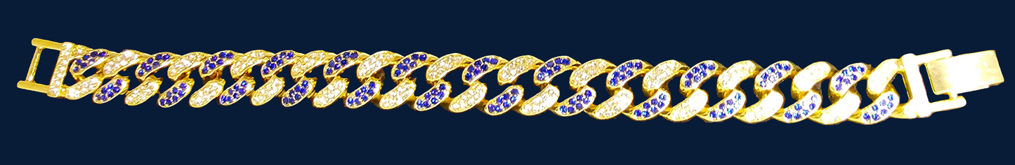 8 inch Sapphire and Moissanite over Yellow Gold Bracelet