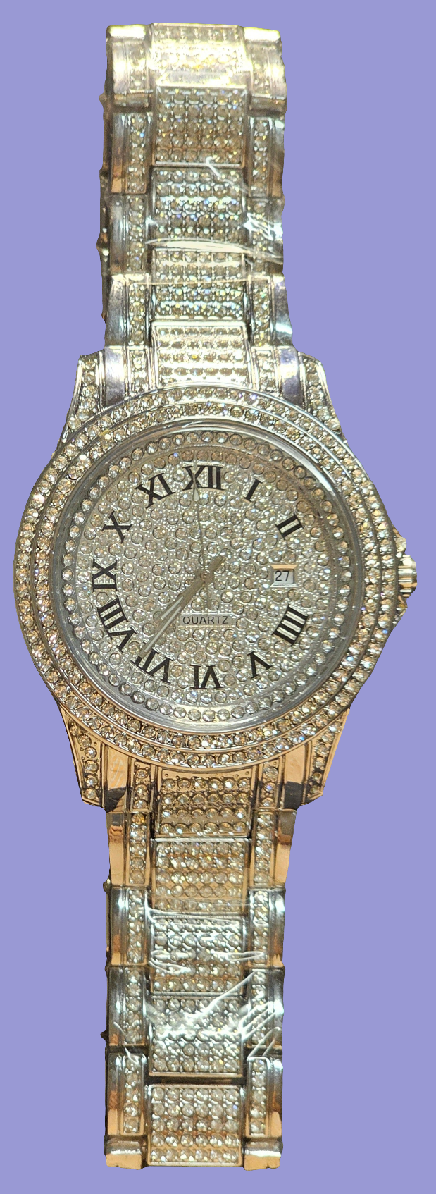 MENS ICED OUT MOISSANITE SILVER WATCH