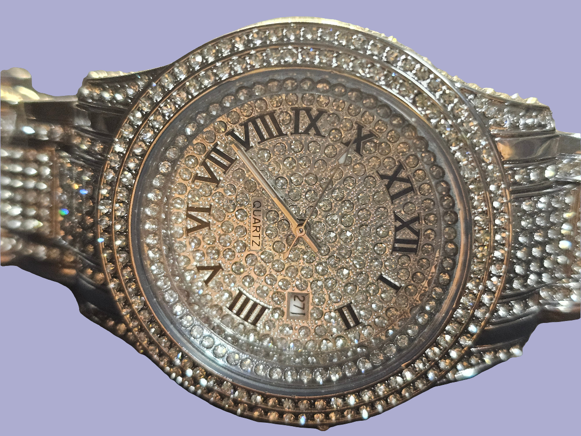 MENS ICED OUT MOISSANITE SILVER WATCH