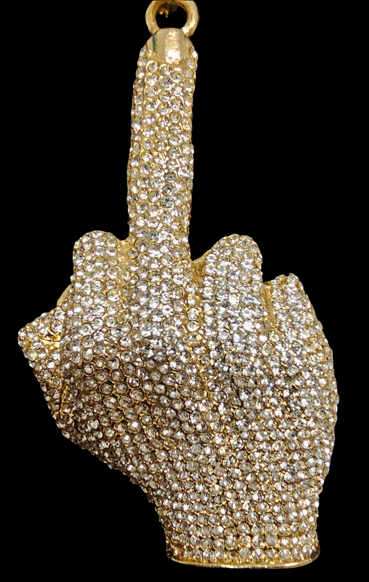 Iced Out Middle Finger Pendant and 22in Matching Cuban Chain!