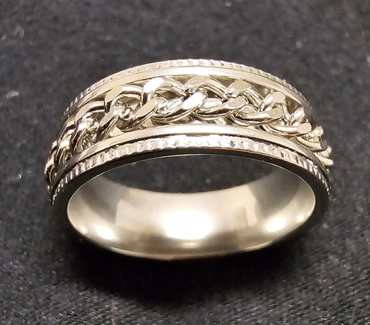 Mens size 11.25 .925 Cuban link Spinner Ring