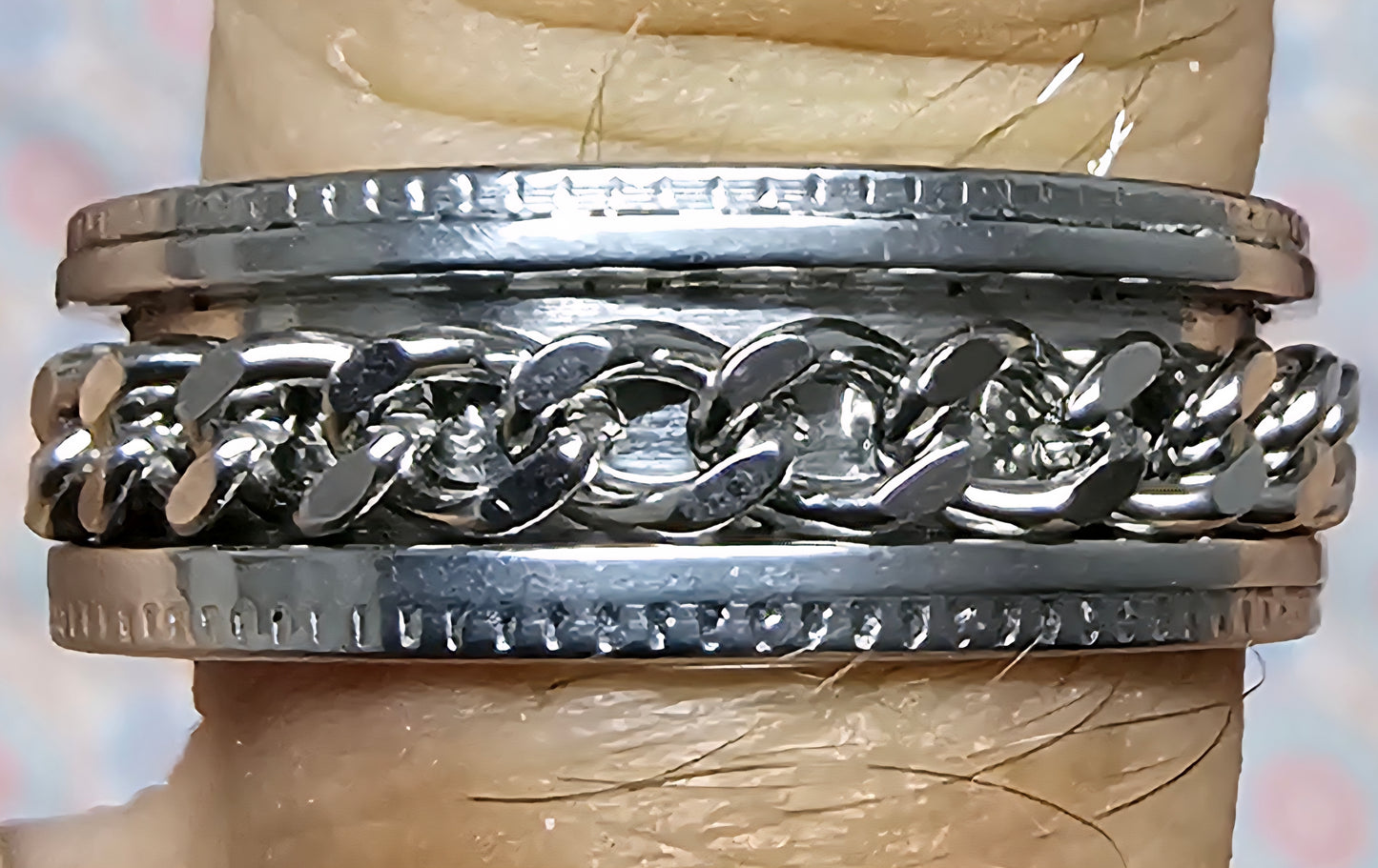 Mens size 11.25 .925 Cuban link Spinner Ring